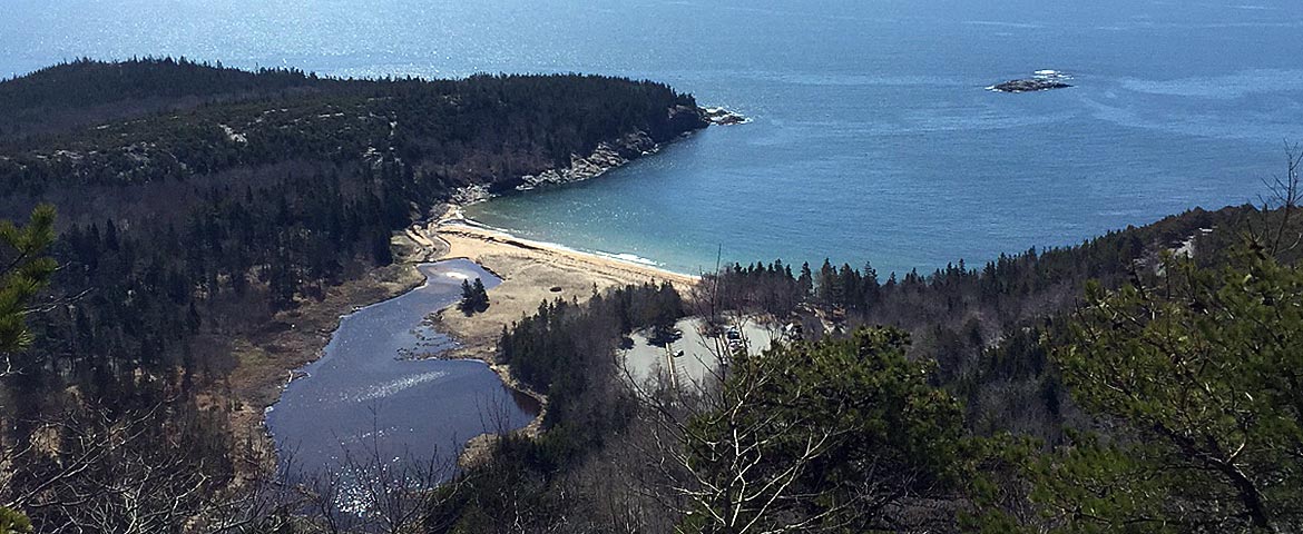 Sand Beach viewed from The Beehive in Acadia